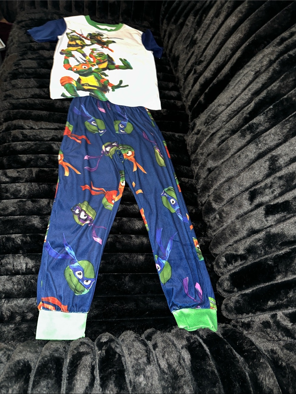 Kids Blue Turtle-Print Pajama Set - Green Accents
